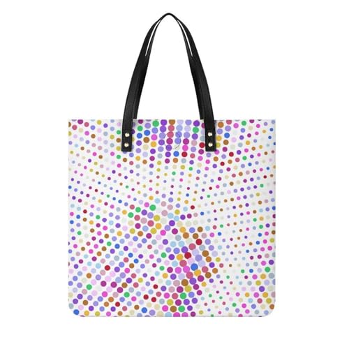 Sac à main shopper femmes à points ronds colorés : Grand sac à bandoulière tote bag