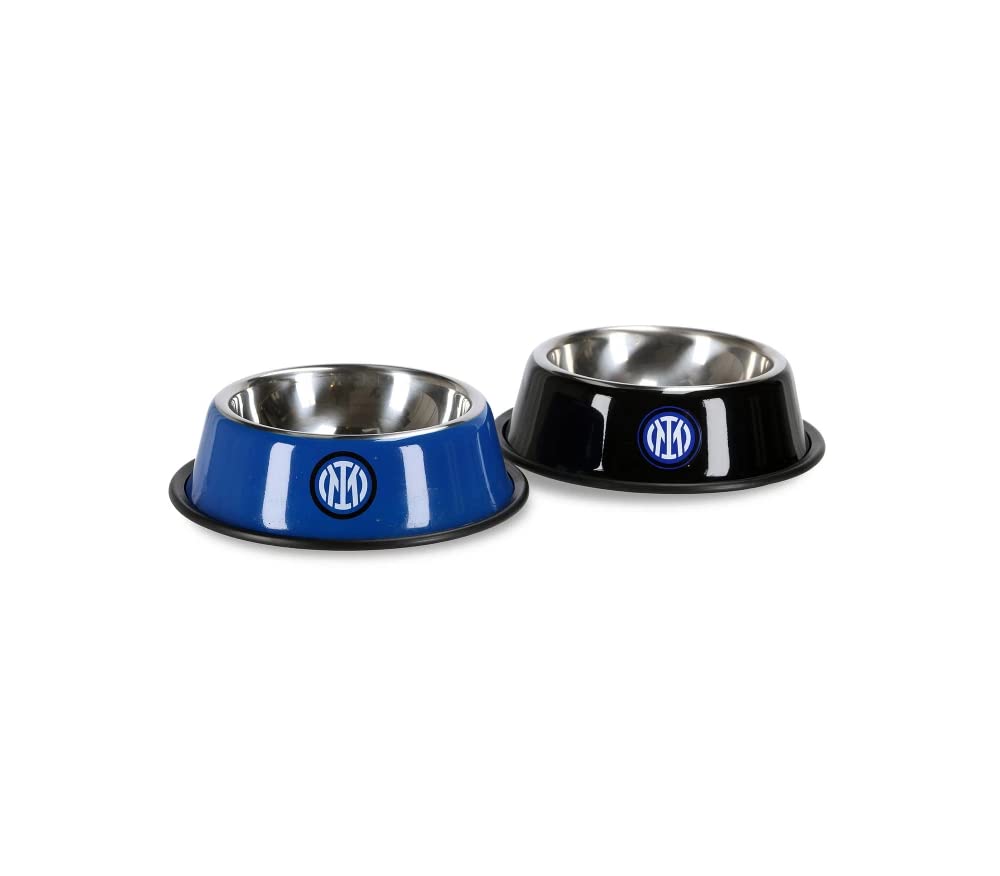 Inter PETBOWLSET18INTER Set ciotole cane/gatto, Prodotto Ufficiale, 18 cm (dia), Nero