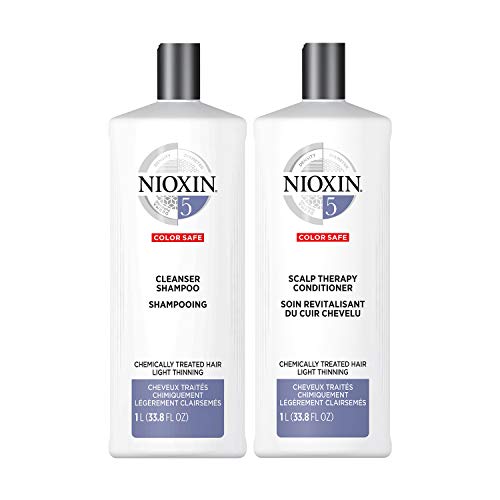 Nioxin System 5 for Chemically Treated Hair with Light Thinning Cleanser Shampoo (33.8 Ounce) and Scalp Therapy Conditioner (33.8 Ounce) Set