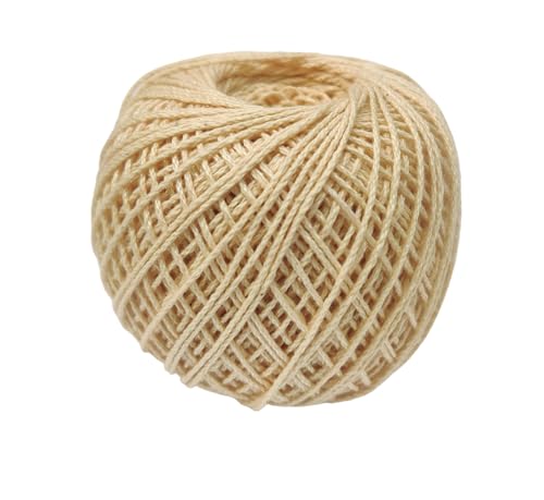 Image of Prapti Handicrafts 3plyCream Mercerised Premium Cotton Crochet Knitting Thread Yarn for Craft Fast Color Pack of 2 Ball (50gm x 2)