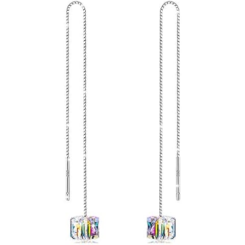 LADY COLOUR 925 Sterling Silver Earrings for Women Northern Lights Crystals Earrings Jewelry for Women, Christmas Gifts Birthday Gifts for Women - A Little Romance Earrings Cover