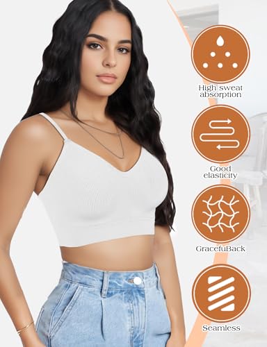 2-6PCS Women's V-Neck Padded Seamless Straps Bralette, Everyday Basic Sleeping Bra, Sports Bras for Women, Sports Bra2