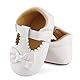 LACOFIA Baby Mädchen Taufschuhe Babyschuhe rutschfest Baby Lauflernschuhe Weiß 6-12 Monate