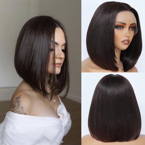 JANATOUCH Brown Straight Bob Wig for Women, Shoulder Length Lace