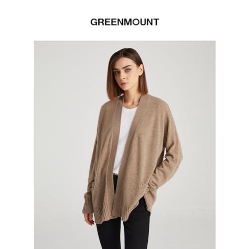 Image of GreenMount Women's 100% Pure Cashmere Cardigan Sweater Soft and Warm Long Sleeve Oversize Loose Cardigan with Pocket