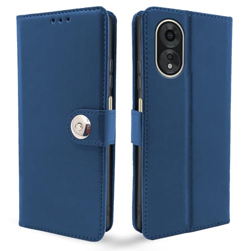 Image of Pikkme Oppo A38 4G / Oppo A18 4G Flip Cover Leather Finish | Wallet Stand and Shock Proof | Inside TPU with Card Pockets | Complete Protection Button Flip Case (Blue)