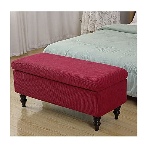 XGANGM Rectangle Storage Ottoman Cover with Lid Ottoman Cover Stretch Large/Medium/Small Storage Ottoman Bench Slipcovers Footstool Cover Rectangle Pouffe Covers,Dark red,1large