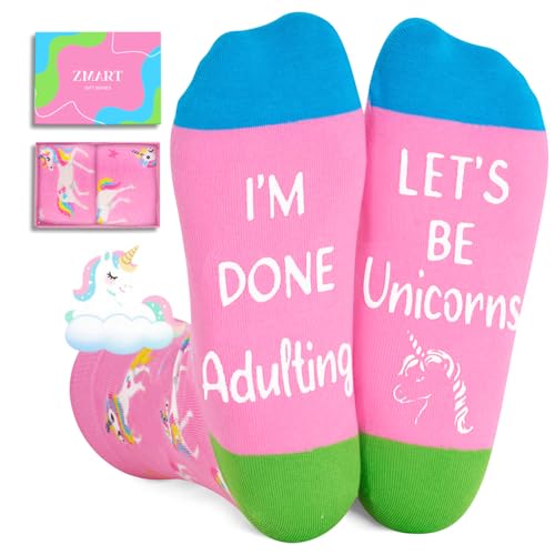 Zmart Unicorn Gifts for Women - Funny Unicorn Socks for Teen Girls, Animal Socks for Men, Badass Socks