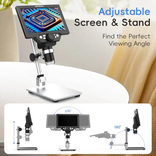 Image of 7 inch LCD Digital Microscope 1200X Magnification, 1080P Coin Microscope with Metal Stand | 8 LED Lights & Ultra-Precise Focus | Coin, Stamp, Windows /Mac Compatible