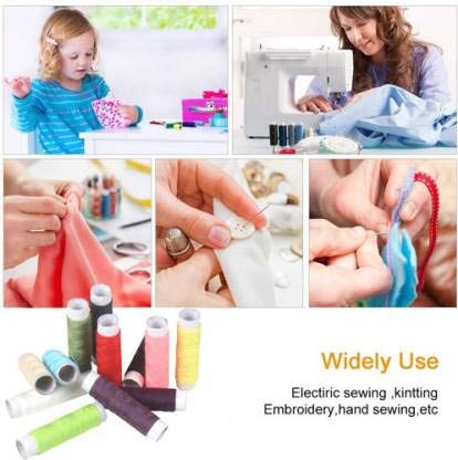 MGP FASHION Multipurpose Mini Sewing Kit for Home Office Institute School Carrying Pouch with Randomly Multicolor Threads Spools Needle Scissor Measuring Tape Thimble Cutter Safety Pins 1