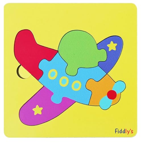 Image of Fiddlys 3D Cute Cartoon Wooden Jigsaw Puzzles for Kids & Children Double Layered Wooden Puzzles with Bright Front & Back Print (Pack of 6 Baby Animal + Vehicle)
