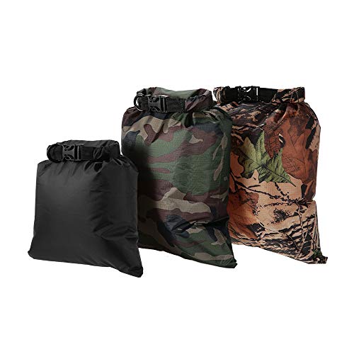 DECDEAL Pacote de 3 sacos impermeáveis 3L + 5L + 8L Sacos secos ultraleves externos para acampamento