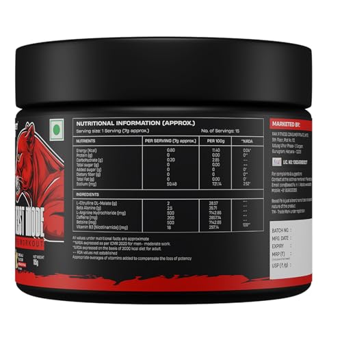 Image of Beastlife Pre-Workout | 105 gm | Shikanji Flavor | Boosts Pump & Energy | Speeds Up Recovery | 2000 mg Citrulline | 2500 mg Beta-Alanine | 200 mg Caffeine | 500 mg Betaine