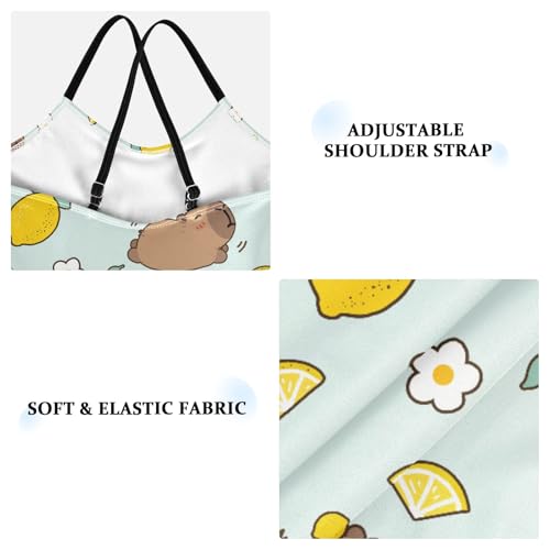Image of Girls One Piece Swimsuits Capybara with Cute Strawberry Cute Swimwear Bathing Suits 3-10T