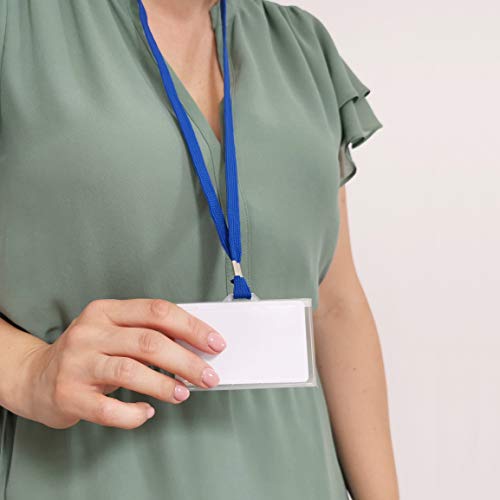 Placas para nombre D.RECT con cinta y funda transparente para eventos y oficinas, pack de 50 4