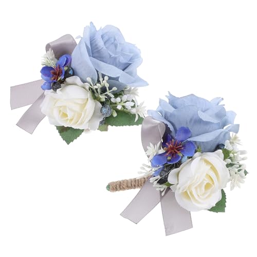 GARVALON 1juego Ramo De Flores Artificiales y Boutonniere De Novio Corsage para Novia Decoración Elegante para Bodas y Fiestas