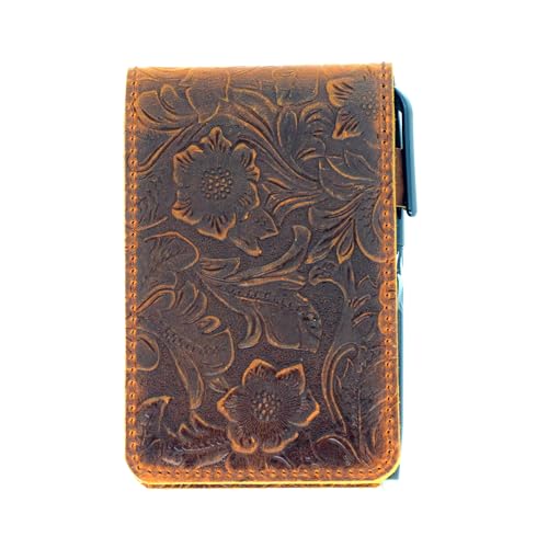 Bloc-notes Moleskine Pro Pad Pocket Mini cuir véritable marron fleur à spirale