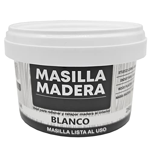 ACAN Tradineur - Masilla para madera, pasta de relleno tapagrietas, lista para usar, reparación de fisuras, agujeros en muebles, uso interior, calidad profesional (Blanco, 250 g)