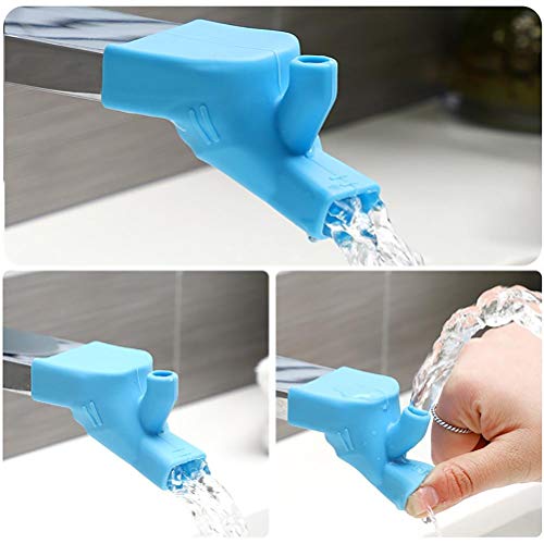 Image of 2Pcs Silicone Faucet Water Tap Extender, Kitchen Sink Faucet Extender Faucet Connector Kitchen Water Tap Extension Kitchen Sink Faucet Extender for Kids Tooth Brushing Gargle
