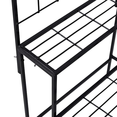 Image of Plant Stands for Outdoor Balcony, Flower Pot Stand for Indoor Plants, Large Metal Planter Stand for Living Room, home decor, Indoor & Outdoor plants, 4 Tier, (White) (Black)