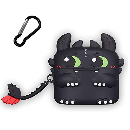 AIYAAIYA Funda de Silicona de Dibujos Animados 3D para Airpods 3 Gen,Lindo Demonio de la Noche Aspecto Creativo Fun Impermeable/a Prueba de Golpes para la Caja Protectora de Airpod con Llavero(Negro)