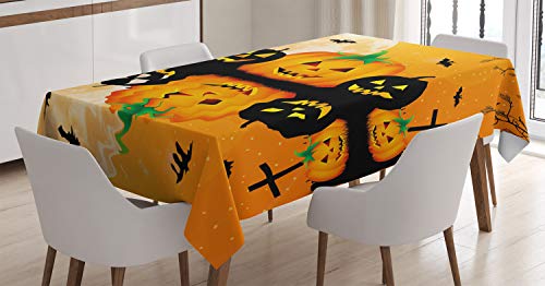 ABAKUHAUS Halloween Tovaglia, spaventoso zucca, Rettangolare...