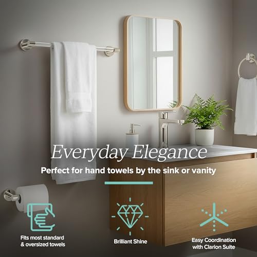 Image of Gatco 5720 Clarion 24 inch Bathroom Towel Bar, Polished Nickel, Wall-Mounted Towel Rack, Crystal-Clear Acrylic Modern Bathroom Accessory