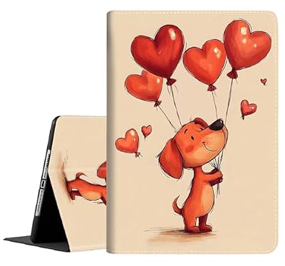 Yuxcfhjfe Case for 9.7 Inch 2017 2018/Ipad air/Ipad Air 2, Auto Sleep/Wake Multi-Angle Viewing Slim Folio Stand Cover Case for Ipad 6th/5th Generation, Cute Dog Valentine's Day