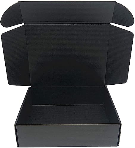 Image of Black Shipping Boxes 14.5 x 10.6 x 2.7 Inch Cardboard Storage Box 10 Pack | Corrugated Cardboard Packaging Mailer Box Inside Size:13.8x10.4x2.6 inch