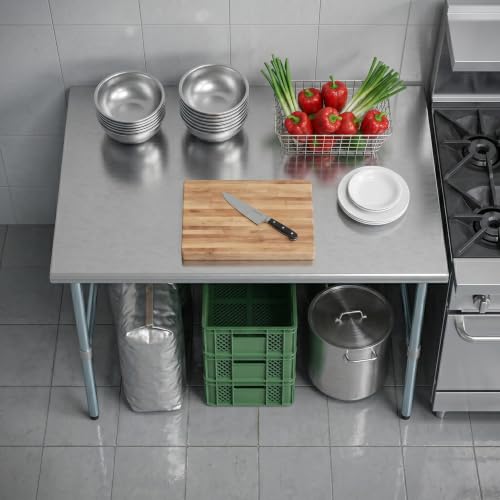 Image of AmGood Stainless Steel Work Table | Metal Utility Table (48 inch Long x 36 inch Deep)