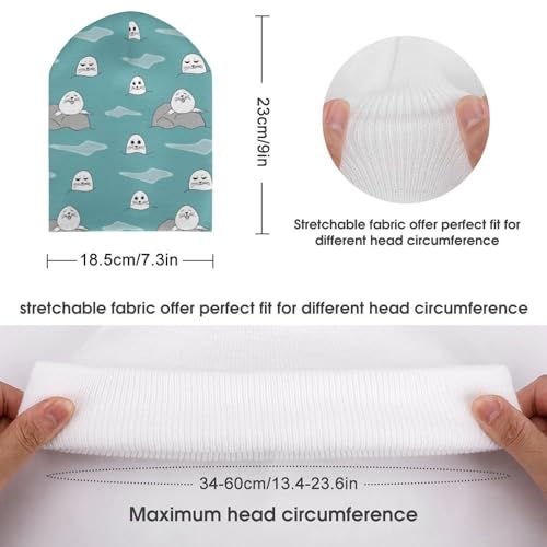 Sea Animal of Seal Pattern Kids Beanie Hat for for Girls Boys Children Cap Winter Knitted Chemo Cancer Headwear Accessories Gifts Decoration Black2