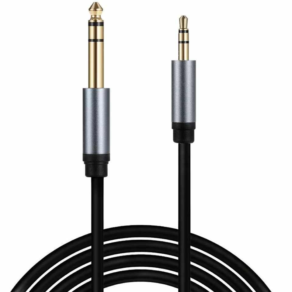 Cable estéreo Jack TRS Estereo de 6.35 mm a Jack TRS de 3.5 mm, Cable de jack 3.5 mm estéreo a jack 6.35 mm Estereo, Apto para amplificadores y mezcladores, Cable de Nailon, 1 Metro