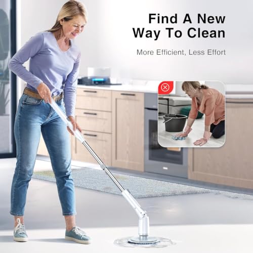 LABIGO Electric Spin Scrubber LA1 Pro, Cordless Spin Scrubber with 4 Brush Heads and Adjustable Extension Handle, Power Cleaning Brush for Bathroom