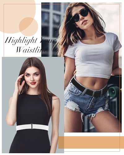 Image of SATINIOR 2 /3 /4 Pack Women Elastic Stretch Belt Invisible Sweater Shirt Tuck Band with Flat Buckle for Jeans Pants