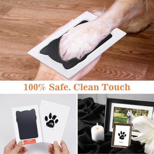 Nabance Pfotenabdruck set Hund, Fußabdruck Baby, 4 pcs Stempelkissen mit 8 Karten Fussabdruck Baby Handabdruck Baby Hundeschnauze Druck Kit Geschenk für Haustiere Besitzer-Haustierform