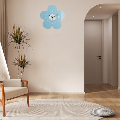 Reloj de pared con forma de flor elegante acabado metalico para salon 4