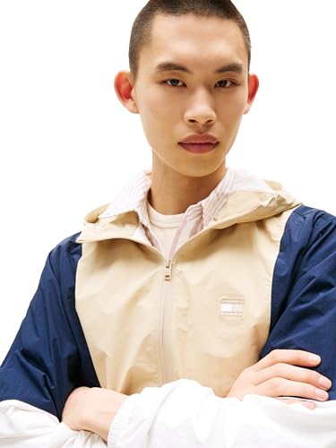 Tommy Jeans Men's Lightweight Hooded Waterproof Color Block Windbreaker Jacket2