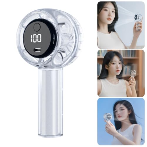 Ventilador portátil recargable USB con diseño compacto transparente azul 3