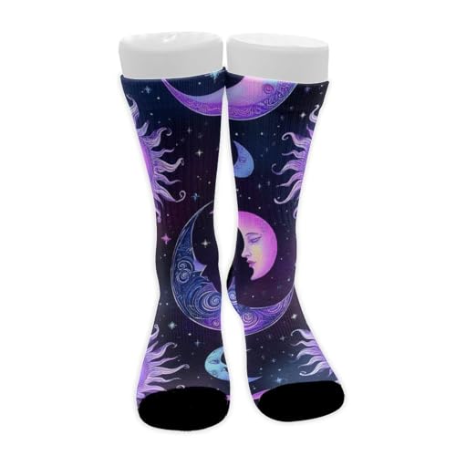 Meaudiwes Leisure Sports Climbing Walking Socks Breathable Non Slip Socks Fashion Dress Decor Trippy Sun Moon Stars