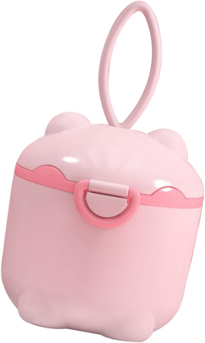 Portable Formula Dispenser Milk Powder Storage Container Large Capacity Food Box for Travel Safe Material Compact and Lightweight Pink
