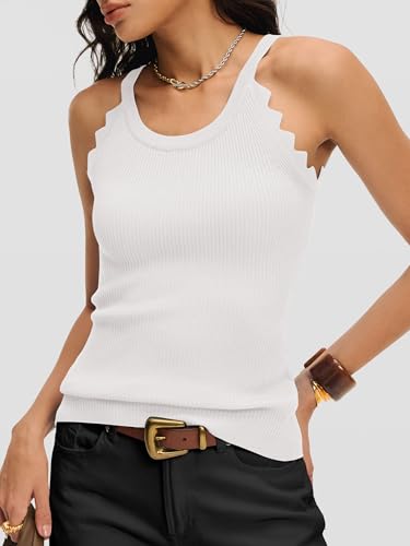 Image of ANRABESS Womens Summer Tank Tops Sleeveless Ribbed Camisole | Spaghetti Strap Cami Sweater, Soft Lightweight, Slim Knit, Casual Beach Vacation Travel Office Clothes, Spring Fall Layering