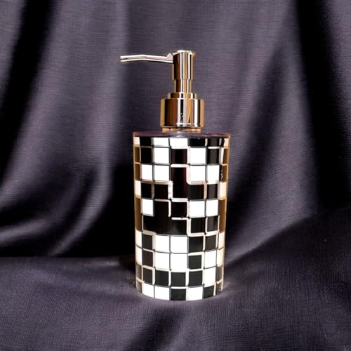 Image of Italian Design Liquid Soap Dispenser| Sanitizer Dispenser | Lotion Dispenser | Shampoo Dispenser | Handwash Bottle | Metallic Grey Finish, 350ml (Mosaic Black)