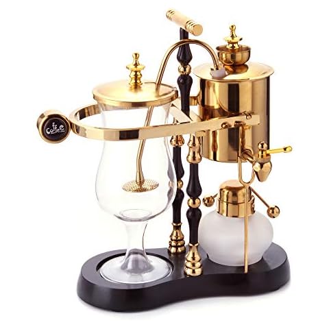 Diguo Belgian/Belgium Family Balance Siphon/Syphon Coffee Maker, Elegant Double Ridged Fulcrum with Tee Handle (Egyptian Black & Gold) Cover