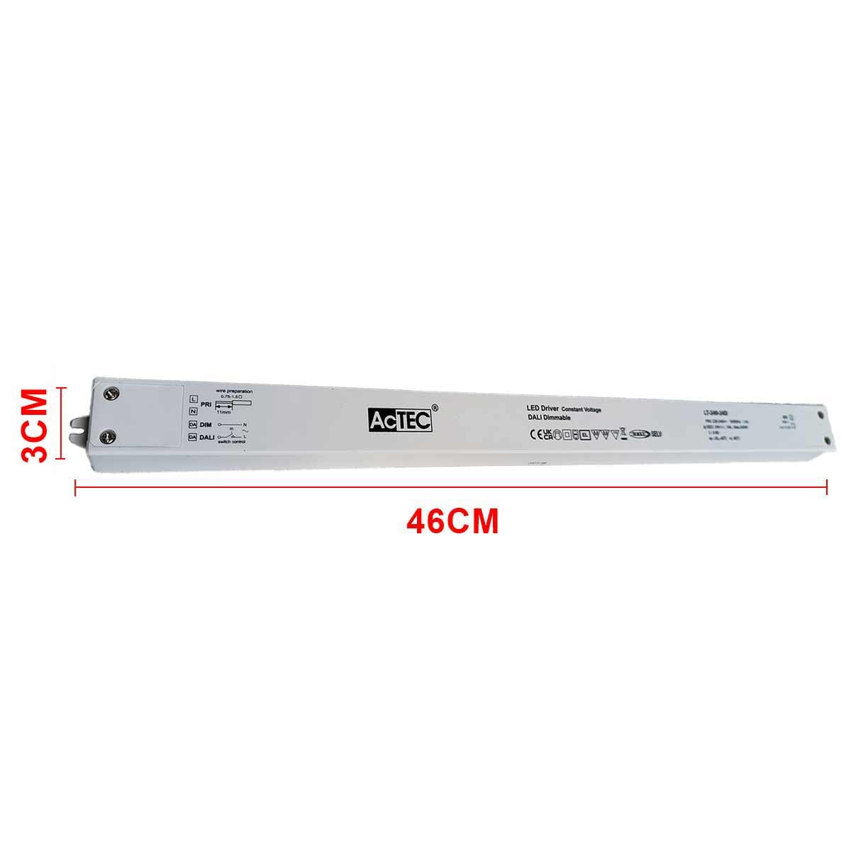 Fuente de alimentación Super Slim 24 V 240 W, regulable DALI2 Push botón, voltaje constante, LED Driver tipo balast, 450 x 32 x 23 mm