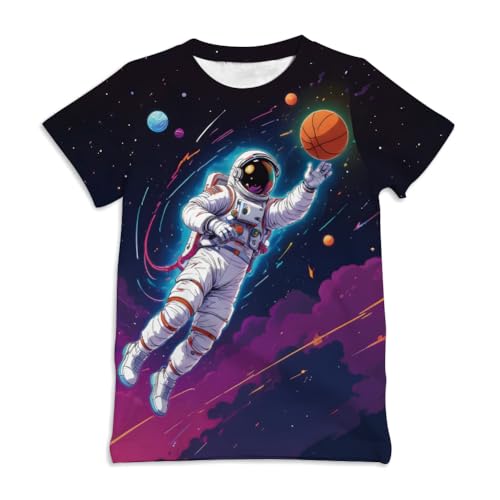 Image of Ainuno Graphic Tees for Boys Girls Kids 7-14Y, Summer Short Sleeve T Shirt Cool 3D Print