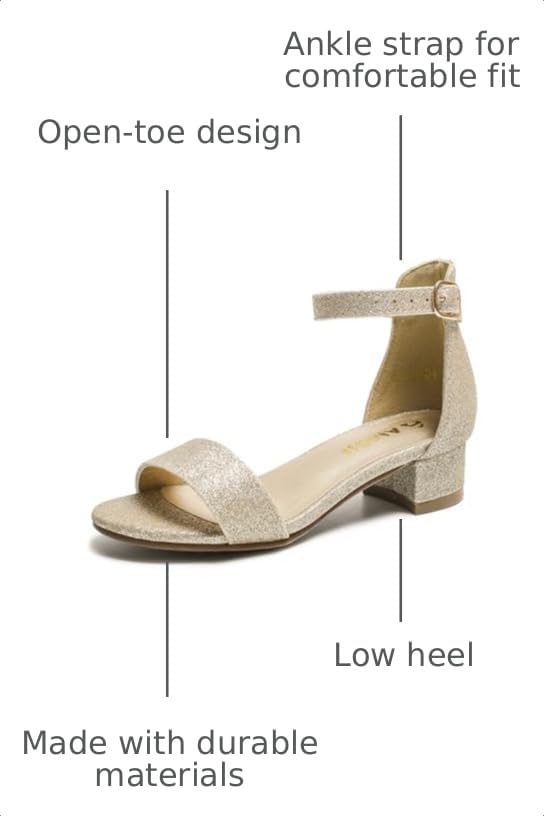 Image of Amoji Girls High Heels Kid Ankle Strap Dress Shoes Wedding Party for Little Kid Big Kid 412
