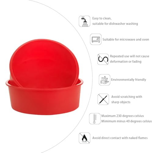 2 Pcs 8 Inch Silicone Cake Tins Set for Baking - Non-Stick Red Round Baking Molds,21cm Silicone bakeware,Quick Release Cake Tray Pan for Cheesecake, Bread, Muffins. - Image 4