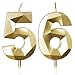 Yiran Gold 56. Geburtstagskerzen, 56. Geburtstagsdekorationen für Frauen und Männlich, 3D-Zahl-56-Kerze für Kuchen, Goldene Kuchendekorationen für Geburtstagsfeiern und Hochzeiten Zubehör