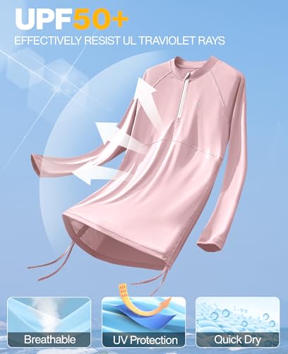 Image of Heathyoga Rash Guard for Women UPF 50+ UV Sun Protection Swim Shirt for Woman Long Sleeve Swimsuits Bathing Suit Tops