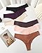 FINETOO Seamless Thongs for Women Sexy No Show Panties Invisible V-waisted Stretch Ladies Underwear 6 Pack (XS-XL)